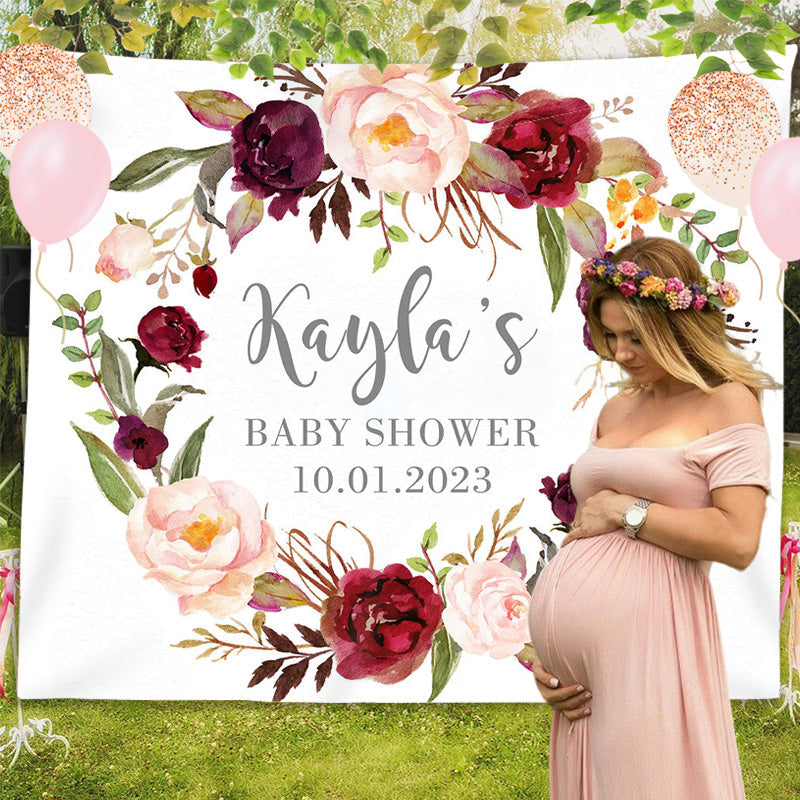 Lofaris Personalized Photo Booth Flowers Baby Shower Backdrop Photography