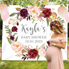 Lofaris Personalized Photo Booth Flowers Baby Shower Backdrop Photography