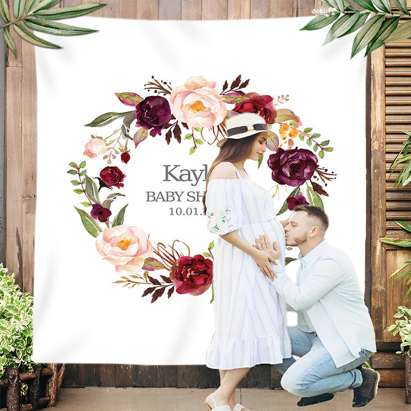 Lofaris Personalized Photo Booth Flowers Baby Shower Backdrop