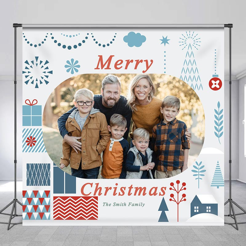 Lofaris Personalized Photo Family Simple Christmas Backdrop