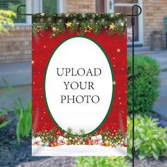 Lofaris Personalized Photo Red Christmas Party Garden Flag