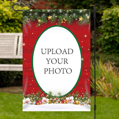 Lofaris Personalized Photo Red Christmas Party Garden Flag