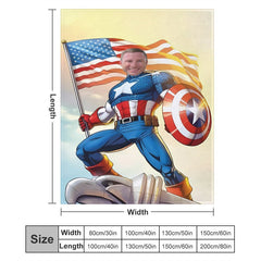 Lofaris Personalized Photo Strong Superman Usa Flag Blanket