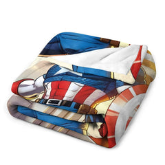 Lofaris Personalized Photo Strong Superman Usa Flag Blanket