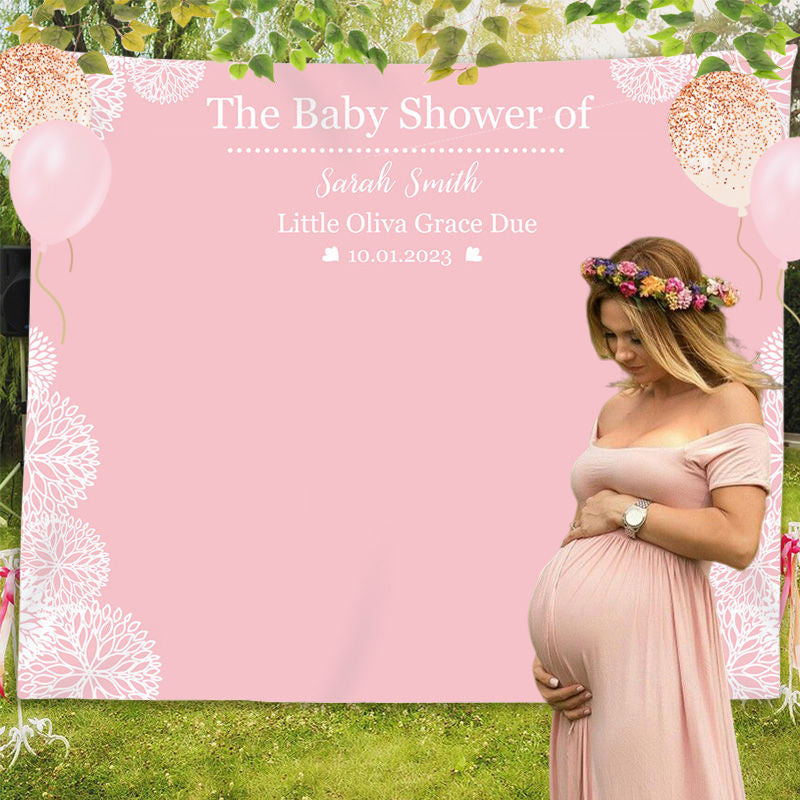 Lofaris Personalized Pink And White Baby Shower Backdrop For Girl