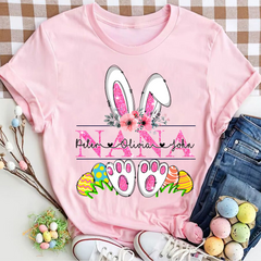 Lofaris Personalized Pink Bunny Nana Kids Easter T-Shirt