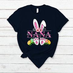 Lofaris Personalized Pink Bunny Nana Kids Easter T-Shirt
