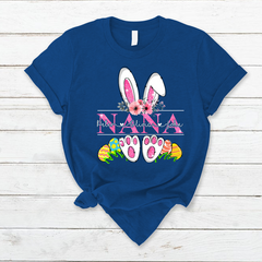 Lofaris Personalized Pink Bunny Nana Kids Easter T-Shirt