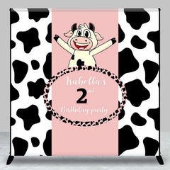 Lofaris Personalized Pink Cow Pattern 2nd Birthday Backdrop