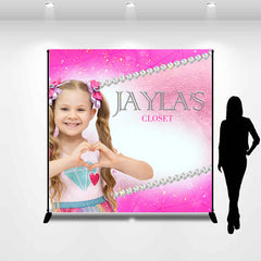 Lofaris Personalized Pink Diamond Closet Girls Party Backdrop