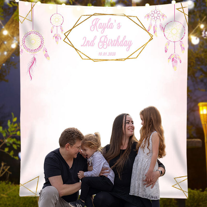 Lofaris Personalized Pink Dream Catcher Birthday Backdrop