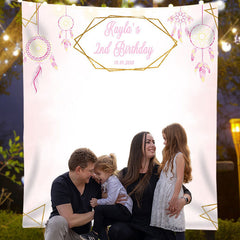 Lofaris Personalized Pink Dream Catcher Birthday Backdrop