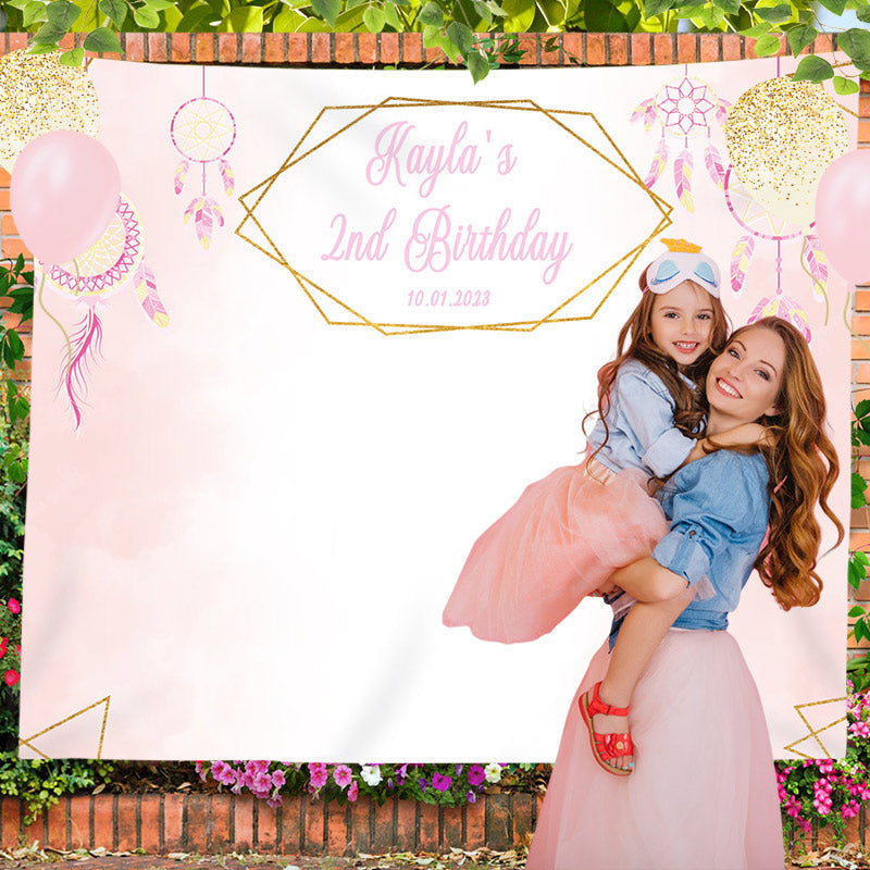 Lofaris Personalized Pink Dream Catcher Birthday Backdrop