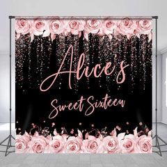 Lofaris Personalized Pink Floral Bokeh Dot Birthday Backdrop