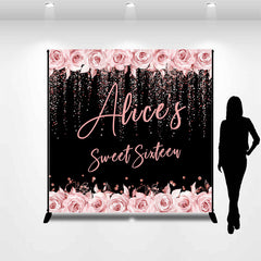 Lofaris Personalized Pink Floral Bokeh Dot Birthday Backdrop