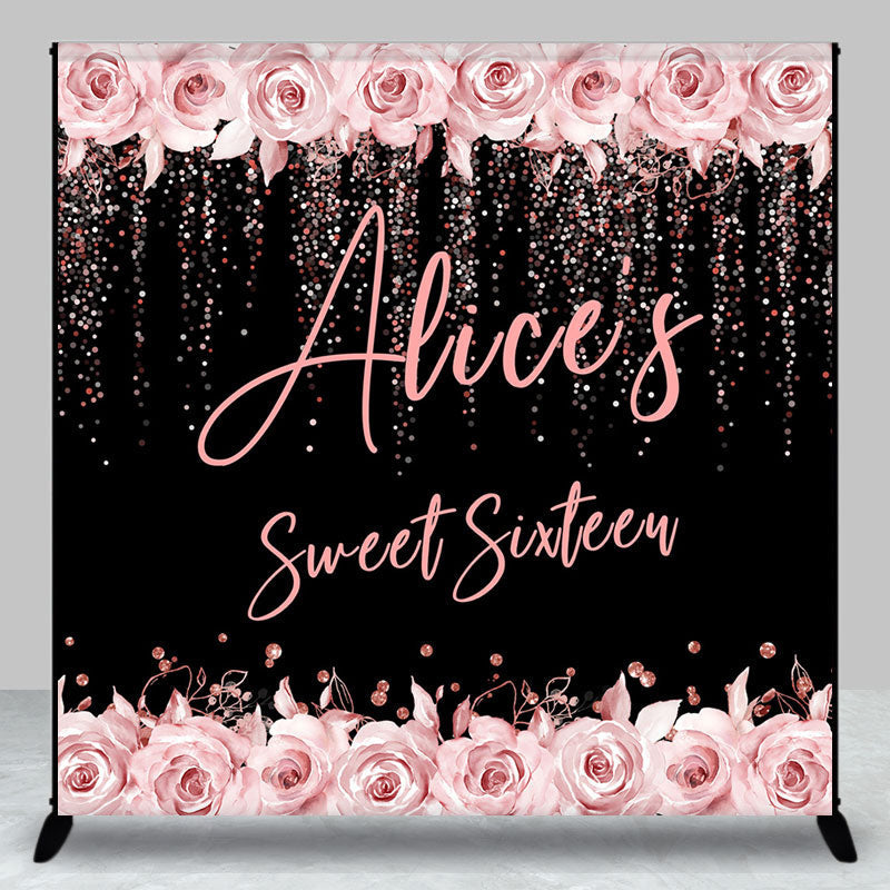 Lofaris Personalized Pink Floral Bokeh Dot Birthday Backdrop