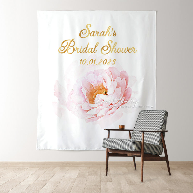 Lofaris Personalized Pink Flower And Gold Bridal Shower Backdrop