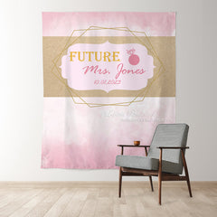 Lofaris Personalized Pink Gold Fabric Bridal Shower Backdrop Decor