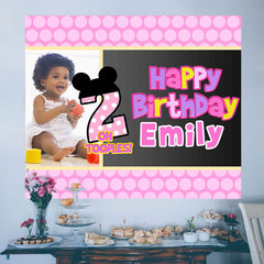 Lofaris Personalized Pink Little Mouse 2nd Birthday Banner