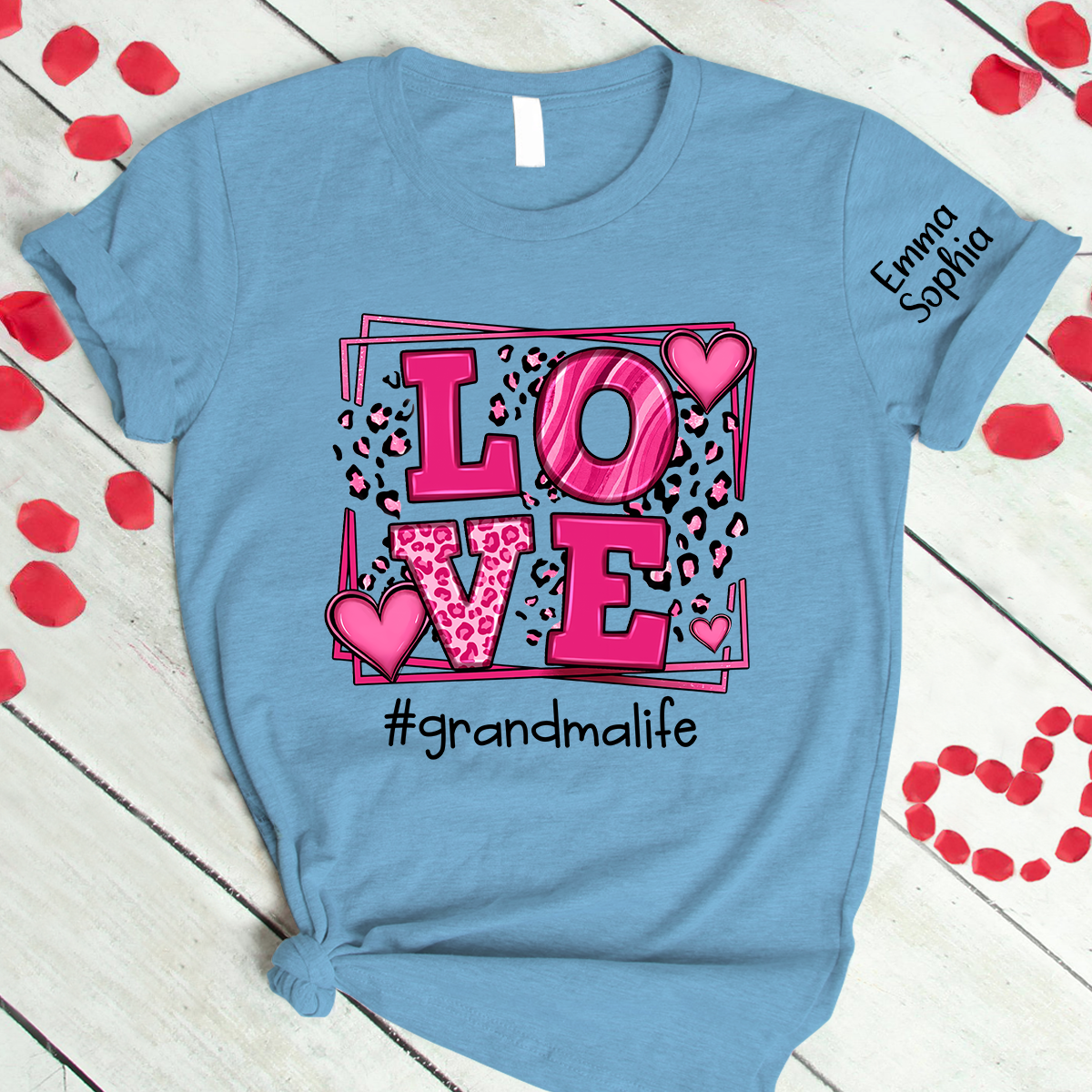 Lofaris Personalized Pink Love Grandmalife Kids Name T - Shirt