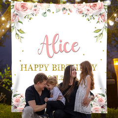 Lofaris Personalized Pink Rose Gold Glitter Backdrops for Party