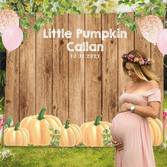 Lofaris Personalized Pumpkin And Wood Baby Shower Backdrop