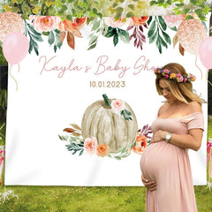 Lofaris Personalized Pumpkin Baby Shower Backdrop for Girl