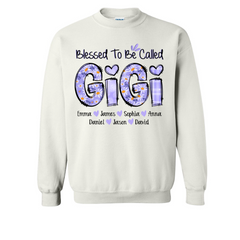 Lofaris Personalized Purple Floral Blessed Gigi Sweatshirt