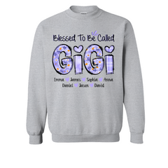 Lofaris Personalized Purple Floral Blessed Gigi Sweatshirt