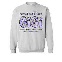Lofaris Personalized Purple Floral Blessed Gigi Sweatshirt