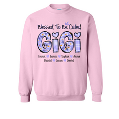 Lofaris Personalized Purple Floral Blessed Gigi Sweatshirt