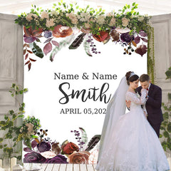 Lofaris Personalized Purple Floral Wedding Backdrop