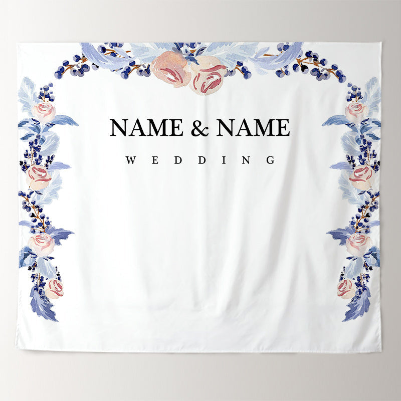 Lofaris Personalized Purple Pink Floral Backdrop For Wedding