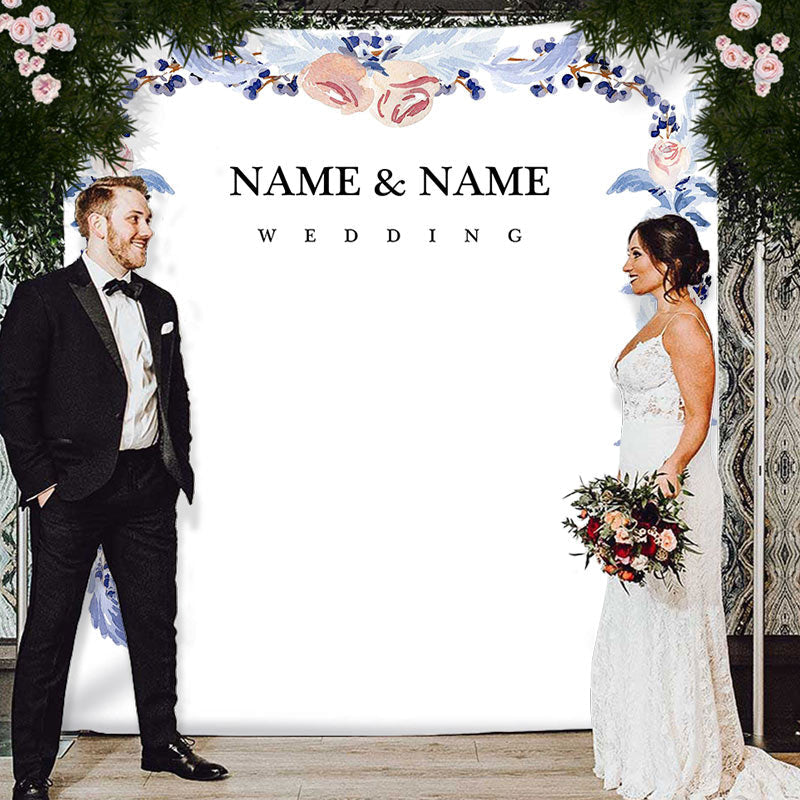 Lofaris Personalized Purple Pink Floral Backdrop For Wedding