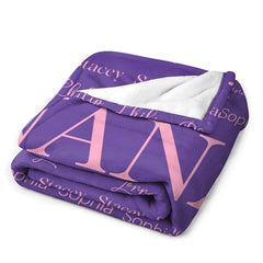Lofaris Personalized Purple Step And Repeat Nana Blanket
