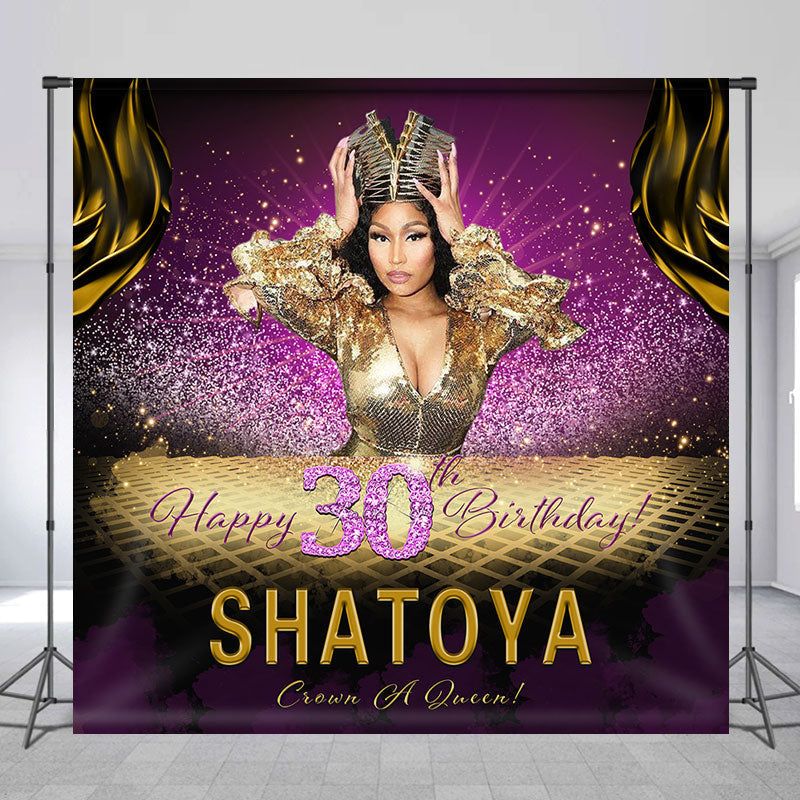 Lofaris Personalized Queen Happy 30th Birthday Backdrop