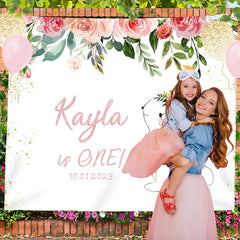 Lofaris Personalized Rabbit And Flower Birthday Backdrop Banner