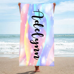 Lofaris Personalized Rainbow Color Name Summer Beach Towel