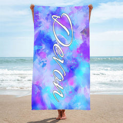 Lofaris Personalized Rainbow Color Name Summer Beach Towel