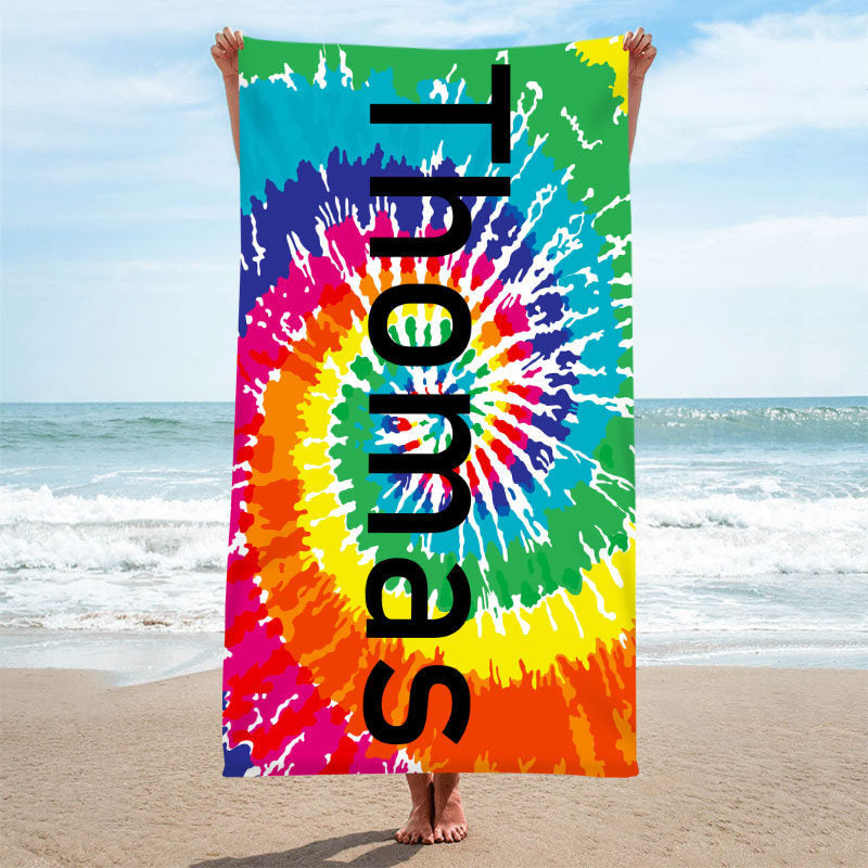 Lofaris Personalized Rainbow Color Name Summer Beach Towel