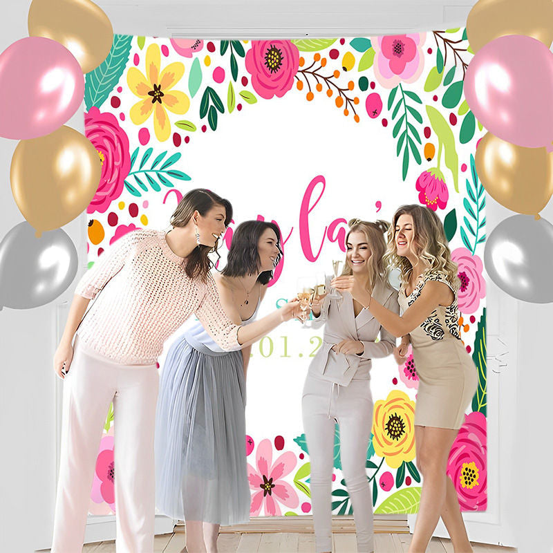 Lofaris Personalized Rainbow Flowers Baby Shower Backdrop