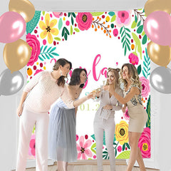 Lofaris Personalized Rainbow Flowers Baby Shower Backdrop