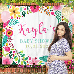 Lofaris Personalized Rainbow Flowers Baby Shower Backdrop