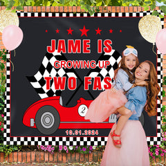 Lofaris Personalized Red Car Two Fast 2nd Birthday Backdrop