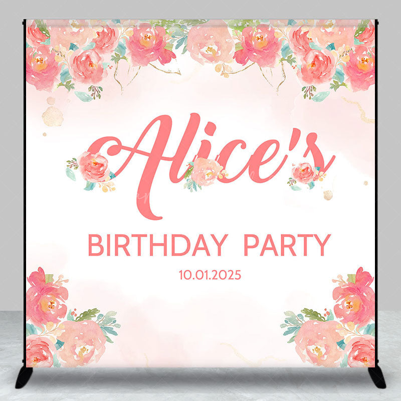 Lofaris Personalized Red Flowers Backdrop For Birthday Party