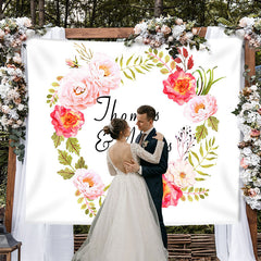 Lofaris Personalized Red Flowers Wreath Wedding Photo Backdrop