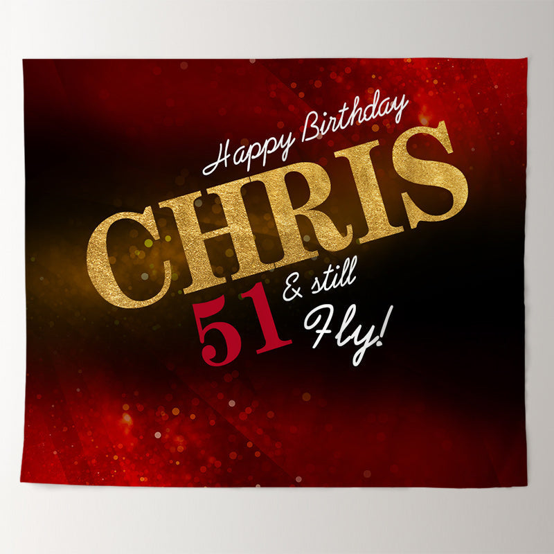 Lofaris Personalized Red Sparkling Bokeh 51Th Birthday Backdrop