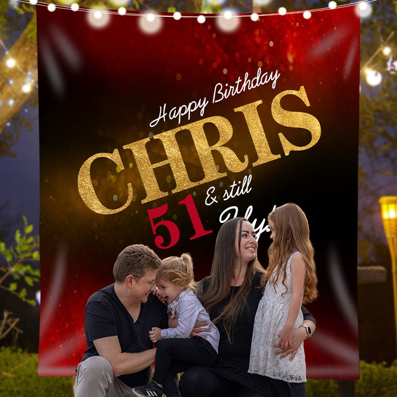 Lofaris Personalized Red Sparkling Bokeh 51Th Birthday Backdrop