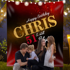 Lofaris Personalized Red Sparkling Bokeh 51Th Birthday Backdrop