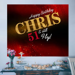 Lofaris Personalized Red Sparkling Bokeh 51Th Birthday Backdrop